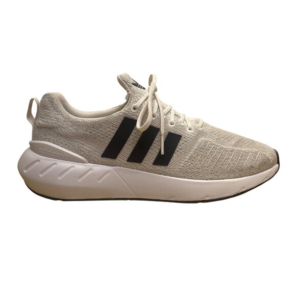 Adidas Men’s Grey & White Knit Lace-Up Swift Run 22’ Running Shoes Size 9.5 - Picture 1 of 9